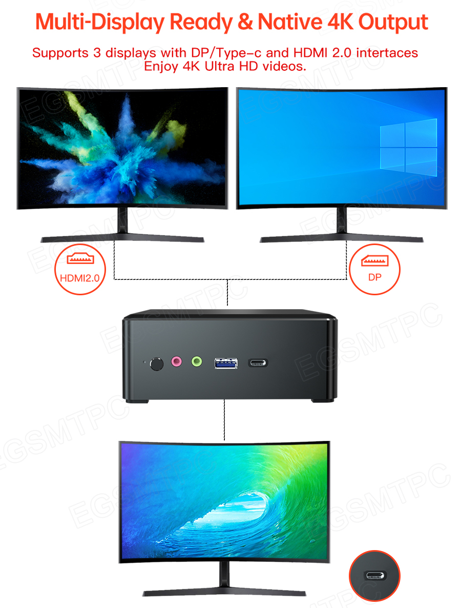 EGSMTPC AMD Mini PC Ryzen 5 3550H Windows 10 Pro Mini Gaming Computer 16GB DDR4 512GB M.2 NVME SSD(图4)
