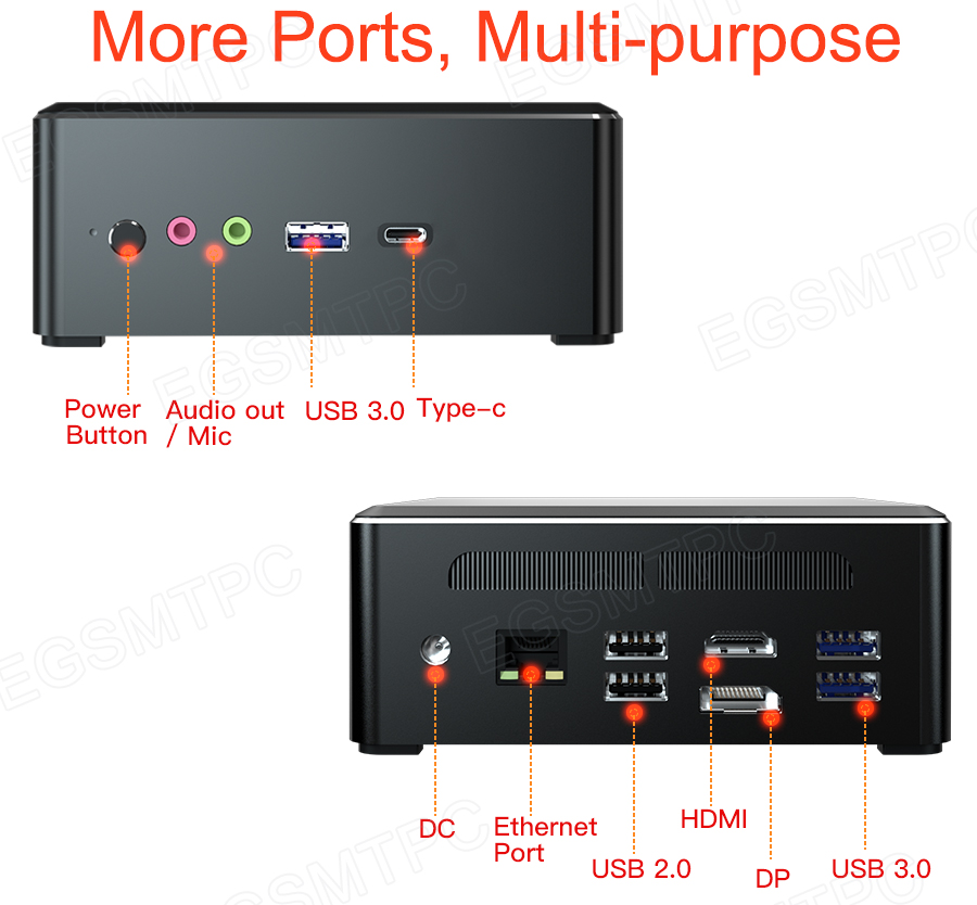 EGSMTPC AMD Mini PC Ryzen 5 3550H Windows 10 Pro Mini Gaming Computer 16GB DDR4 512GB M.2 NVME SSD(图5)
