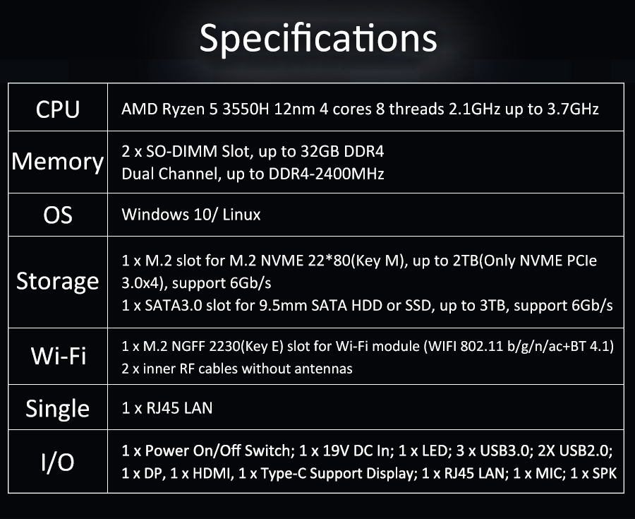 EGSMTPC AMD Mini PC Ryzen 2700U Windows 10 Pro, Mini Computer 16GB DDR4 512GB(图4)