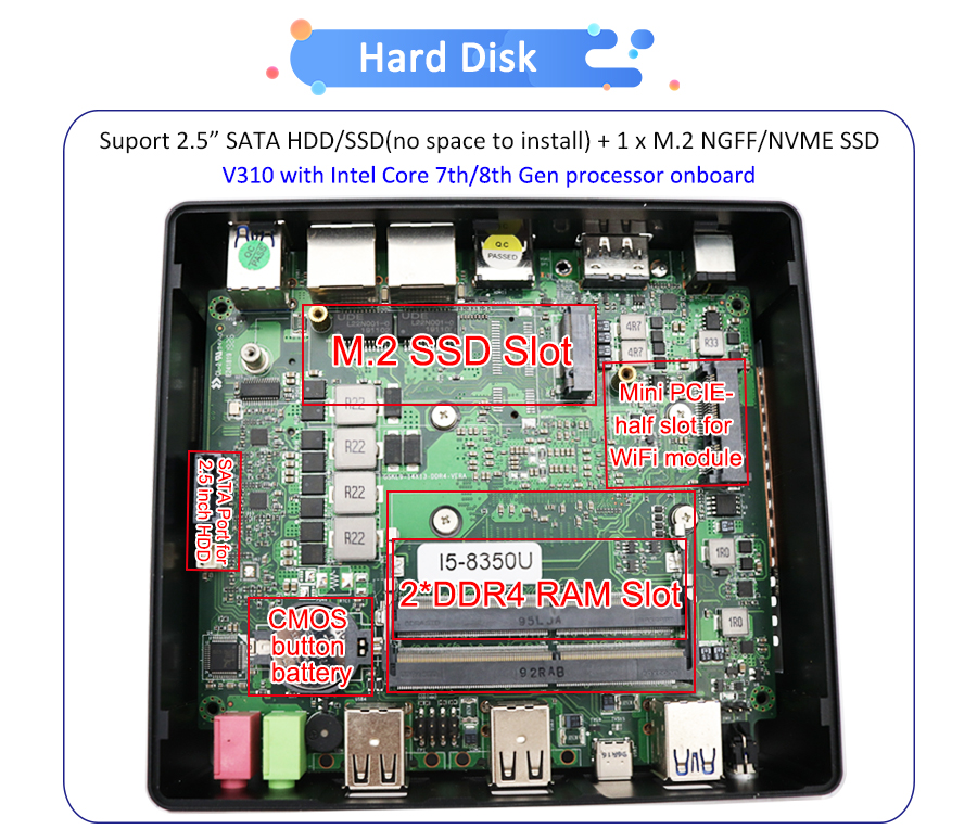 Intel Mini PC, Egsmtpc Small Fan Computer V310 with 8TH GEN Core i5-8250U, Windows 10 Pro(图21)
