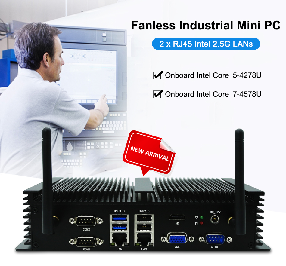 EGSMTPC Multifunctional and cheap intel  Core i5-4278U i7-4578U industrial fanless 2LAN 6COM Mini pc(图4)