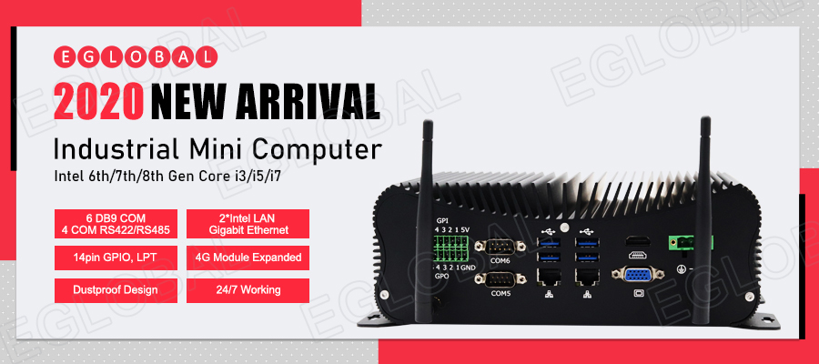 EGSMTC Fanless Industrial Mini PC G8 Intel Core i7-10510u 4*RS422/RS485 GPIO 2*Intel Nics(图1)