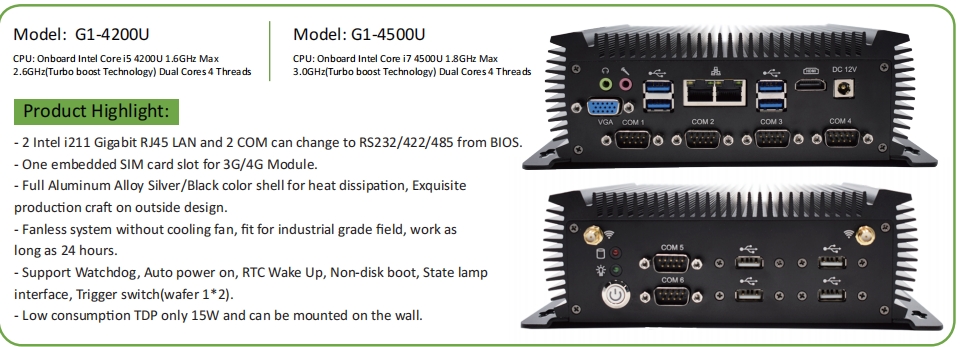 EGSMTPC Stable Mini PC Intel Core I5 4200U I7 4500U 2LAN 6C0M 2Displays Industrial Fanless PC(图2)