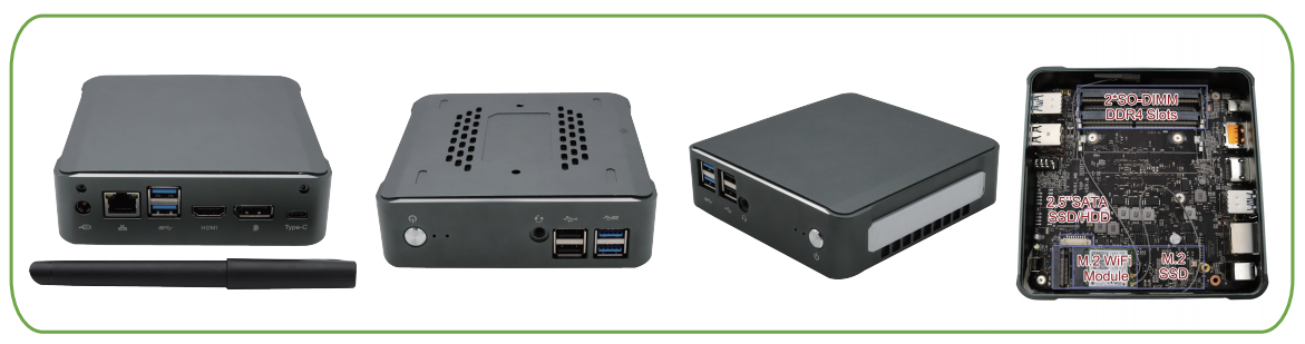 MU01-8265U EGSMTPC 8th Gen Mini PC Intel I5 Quad Core NUC Computer 2*DDR4 M.2 NVMe Win 10 Pro 4K(图4)