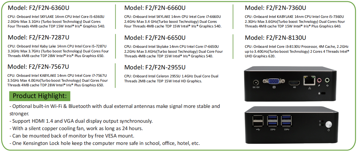 F2 EGSMTPC Windows Mini PC Desktop Computer with Intel Core i7 i5 i3 VGA HDMI LAN 6USB Tiny PC(图1)