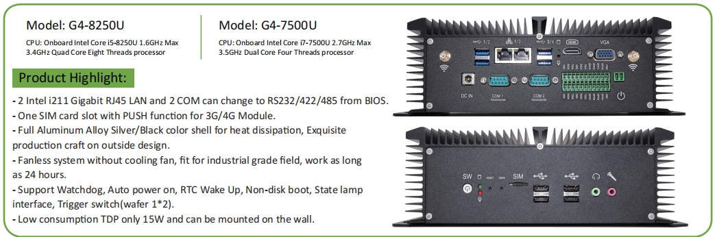 EGSMTPC For Home And Office Mini PC Intel Core I5-8250U I7-7500U 2LAN 2Display Industrial Fanless PC(图2)