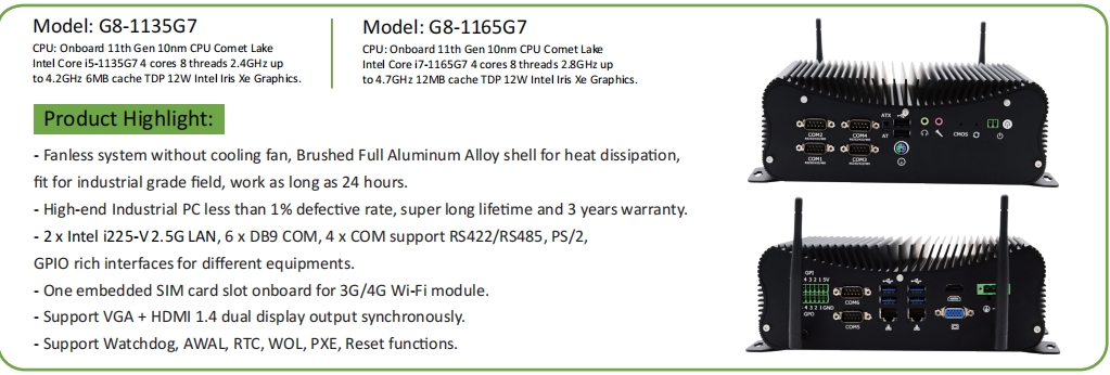 EGSMTPC Stable Performance Mini PC Intel Core I5-1135G7 I7-1165G7 2LAN 6COM Industrial Fanless PC(图2)