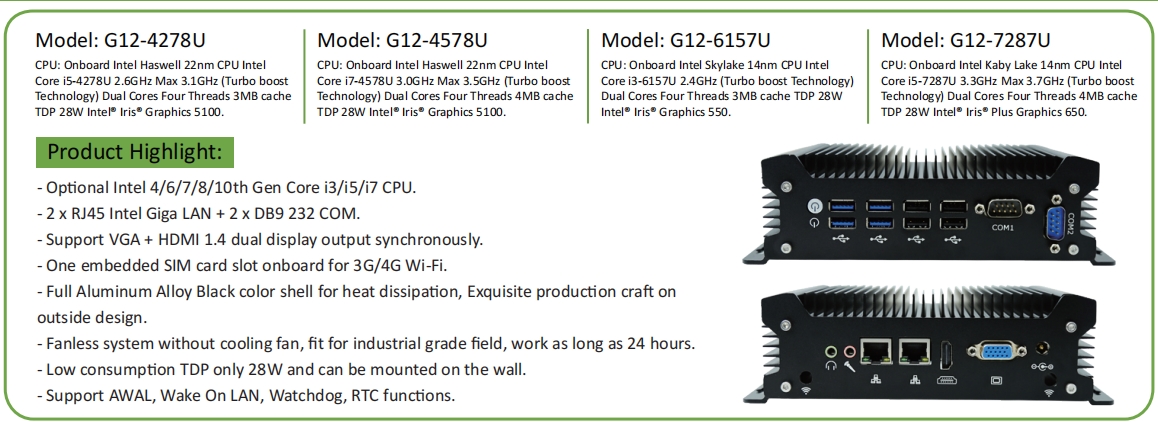 EGSMTPC Multifunctional Mini PC Intel Core I5 4278U I7 4578U 2LAN 2COM VGA HD Industrial Fanless PC(图2)