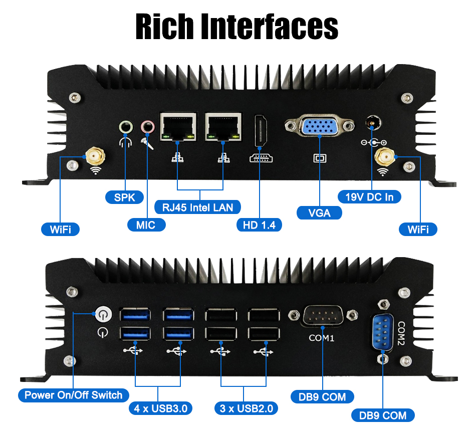 EGSMTPC Multifunctional Mini PC Intel Core I5 4278U I7 4578U 2LAN 2COM VGA HD Industrial Fanless PC(图5)