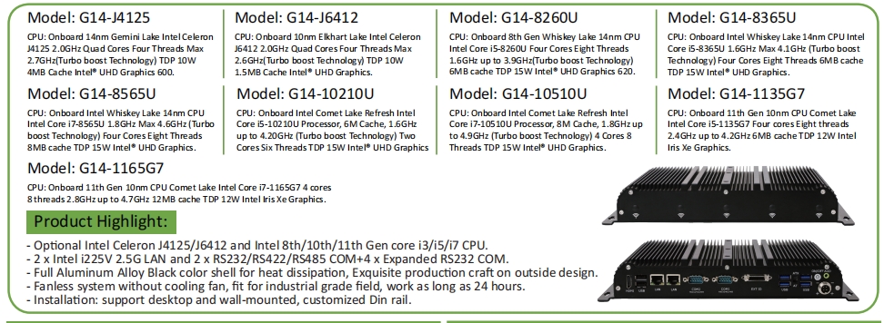 EGSMTPC Multi-CPU Mini PC Intel Core I5 I7 Celeron J4125 2LAN 6COM HDMI Industrial Fanless PC(图2)