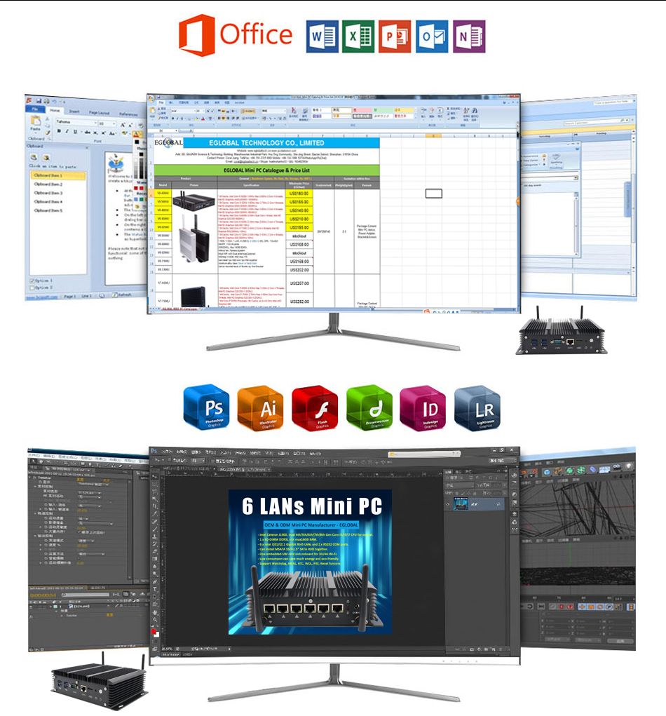 EGSMTPC Multiple network ports Mini PC Intel Core i5-10210U i7-10510U HD 2COM Industrial Fanless PC(图5)