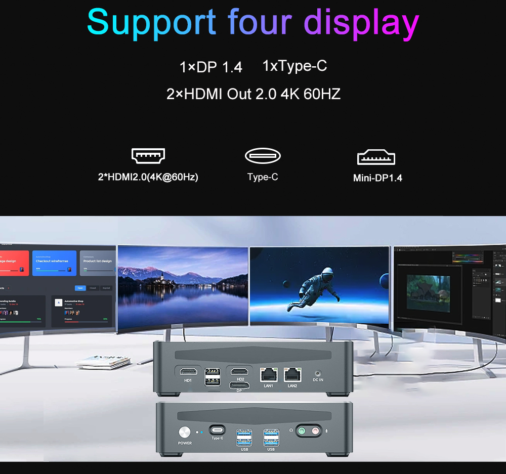 EGSMTPC High-Performance Mini PC Intel Core I5-1240P I7-12700H I9-12900H Dual Lan 2HDMI DP Fan PC(图5)