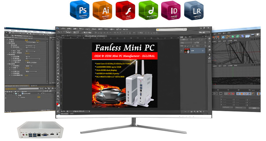EGSMTPC Mini PC  Intel Core I5-8250U  I3-8145U Single LAN VGA HDMI Dual Displays Fanless PC(图5)