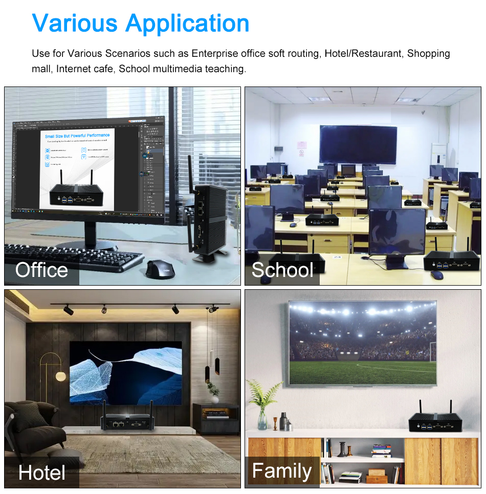 EGSMTPC Cheap Mini PC intel Celeron 2955U 2LAN VGA HD 2Displays Fanless PC(图5)