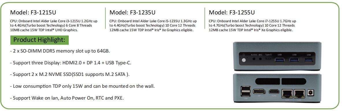 EGSMTPC Low Consumption High Performance Game Mini PC Intel Core i3-1215U i5-1235U i7-1255U Fan PC(图2)