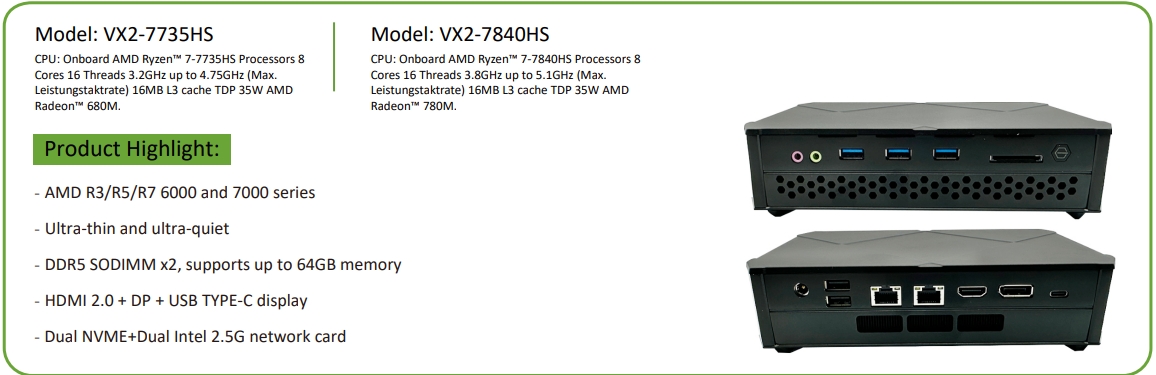 EGSMTPC Newly Launched AMD Ryzen7 7735HS/7840HS Gaming Fan Mini PC(图2)