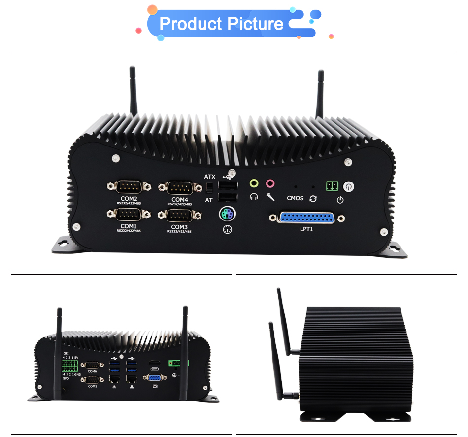 EGSMTPC Fanless Industrial Computer G8 Intel Core i5-5287U/i7-4500U 2*LAN Desktop Mini PC 6COM(图2)