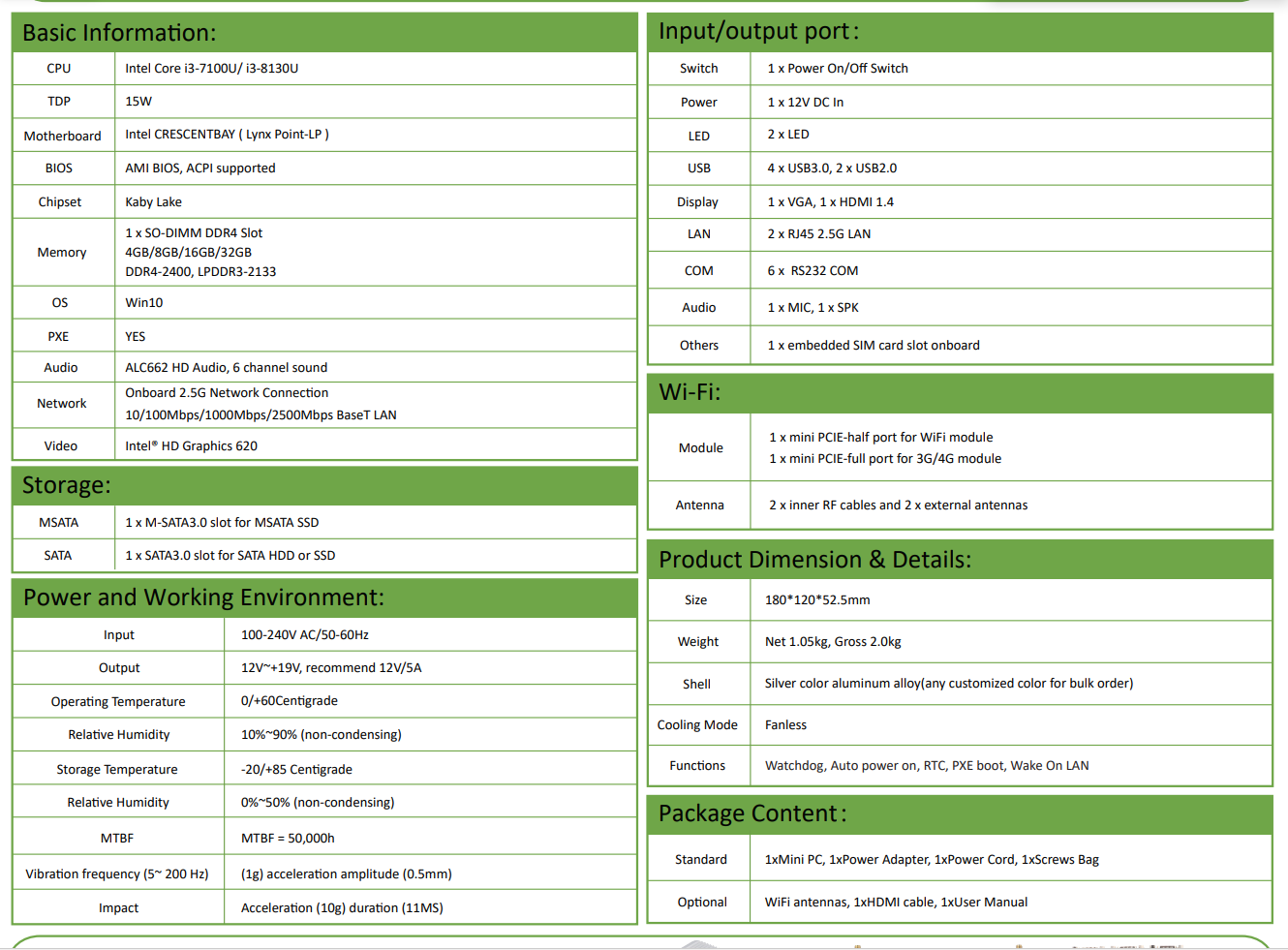EGSMTPC Functional Mini PC Intel Core i3-7100U/8130U 2 x 2.5G RJ45 LAN and 6 x RS232 COM(图2)