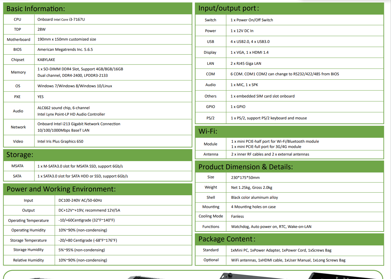 EGSMTPC Mini PC Intel Core i3-7167U 2LAN 2Display For Home And Offic Industrial Fanless PC(图2)