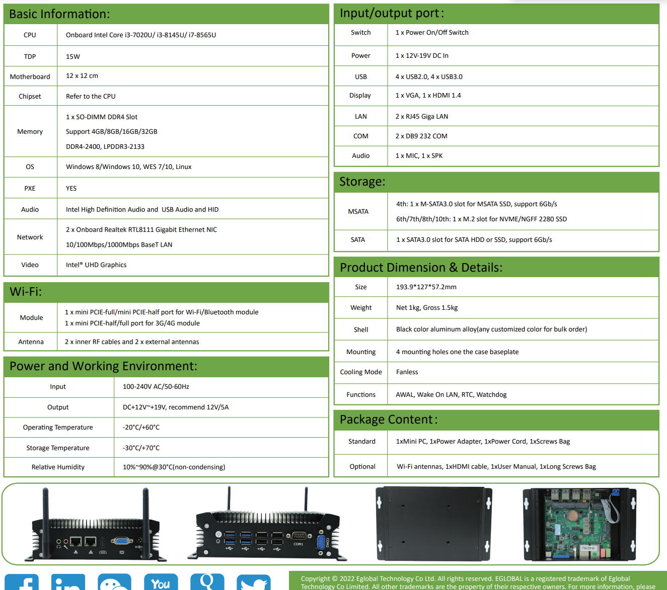 EGSMTPC Multifunctional Mini PC Intel Core I3 8145U I7 8565U 2LAN 2COM VGA HD Industrial Fanless PC(图2)