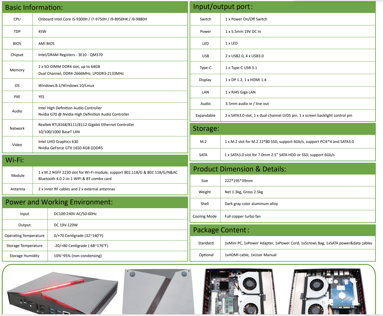EGSMTPC Game Mini PC F5 Intel Core I7 9750H I5-6260 Single LAN HDMI DP 2Displays Cooling Fan PC(图2)
