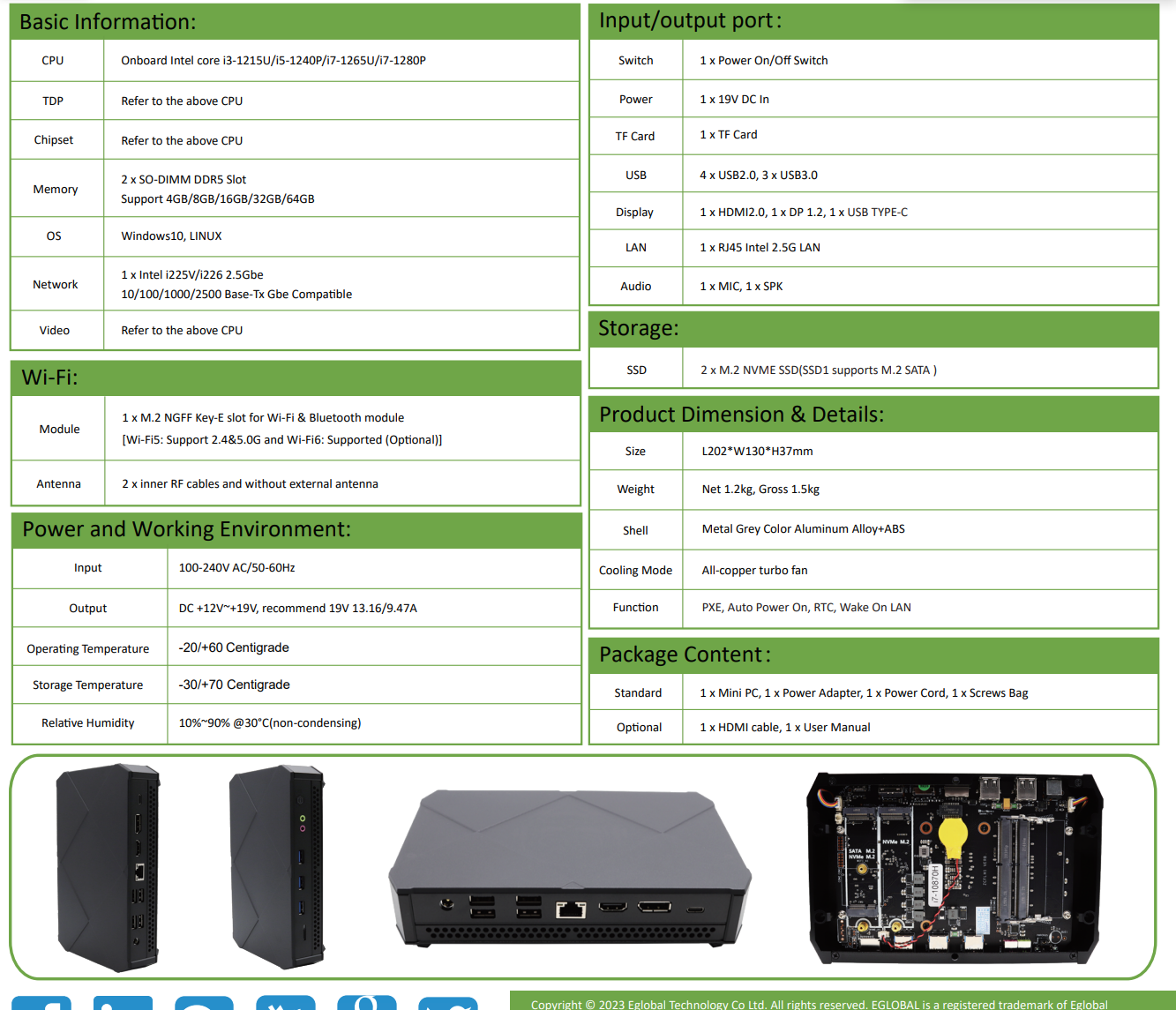 EGSMTPC Fast Mini PC VX2 Intel Core i5-1240P/i7-1280P MAX 64GB DDR5 MIni Pc(图2)